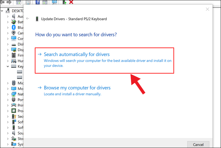 Chọn Search automatically for driver