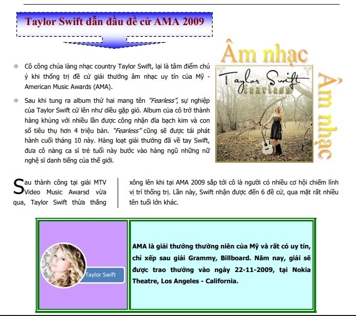 Thực hành chứng chỉ tin học bài 3: Taylor Swift