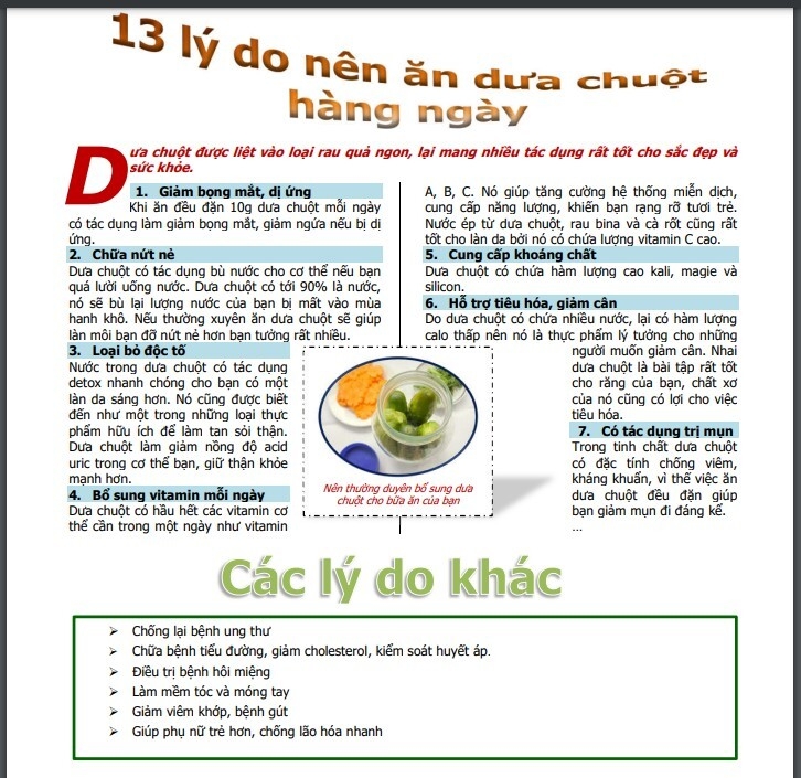 Thực hành chứng chỉ tin học bài 4: Dưa chuột