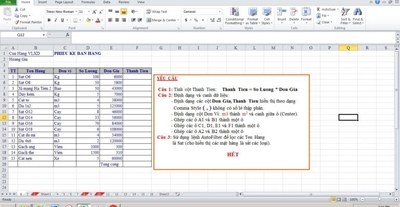 Thực hành chứng chỉ tin học MS Excel bài 1